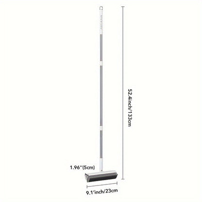 Floor Scrub Brush 52 Inch Long Handle Double-Sided V-Shaped Triangle Head Stiff Bristles for Home Cooking, Dining and Outdoor Meals