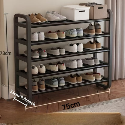 Shoe Rack 5-Tier Narrow Floor Organizer for Up to 18 Pairs in Black or White Tool-Free Options