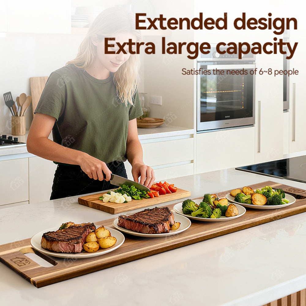 Charcuterie Board Extra Large 36x12 Inch Acacia Wood Cutting Board with Handles 3FT Rectangular Cheese Serving Platter Oversized Grazing