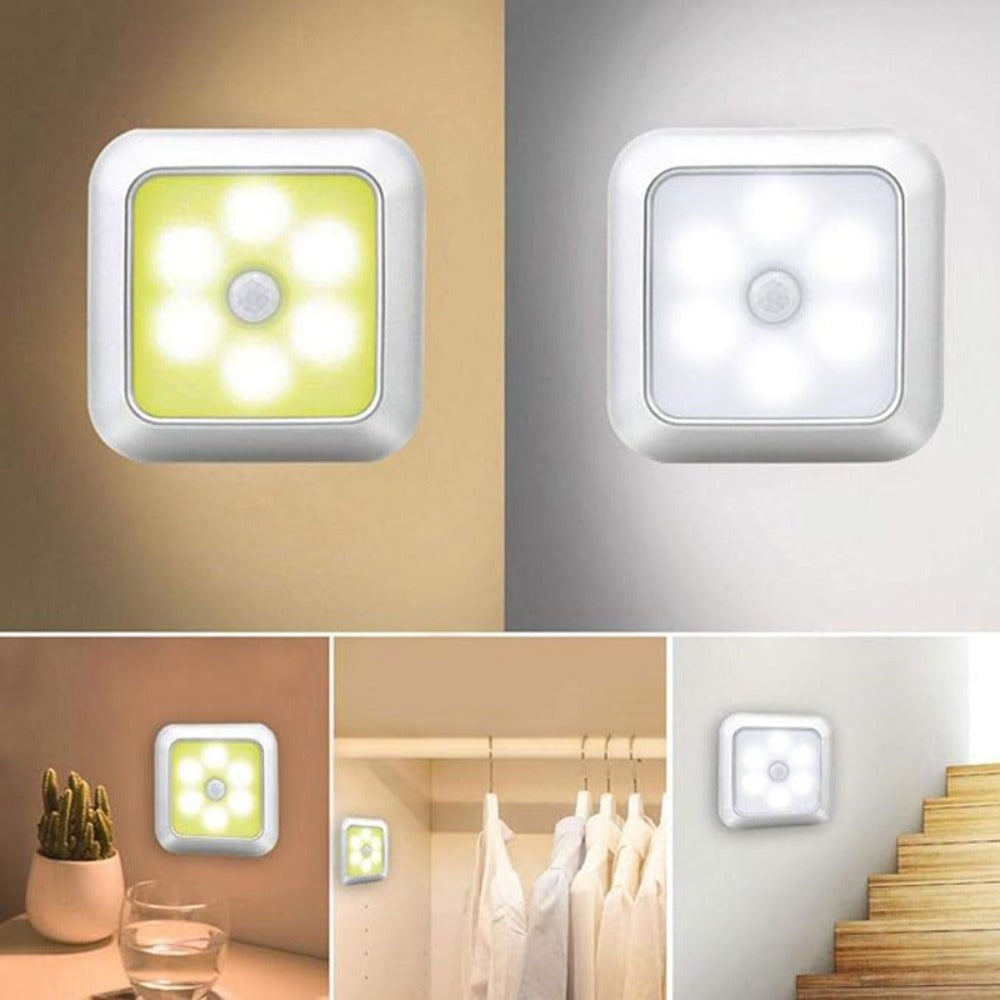 Two-Piece Square Battery Night Light Set with Motion Sensors in Cool or Warm Light Options