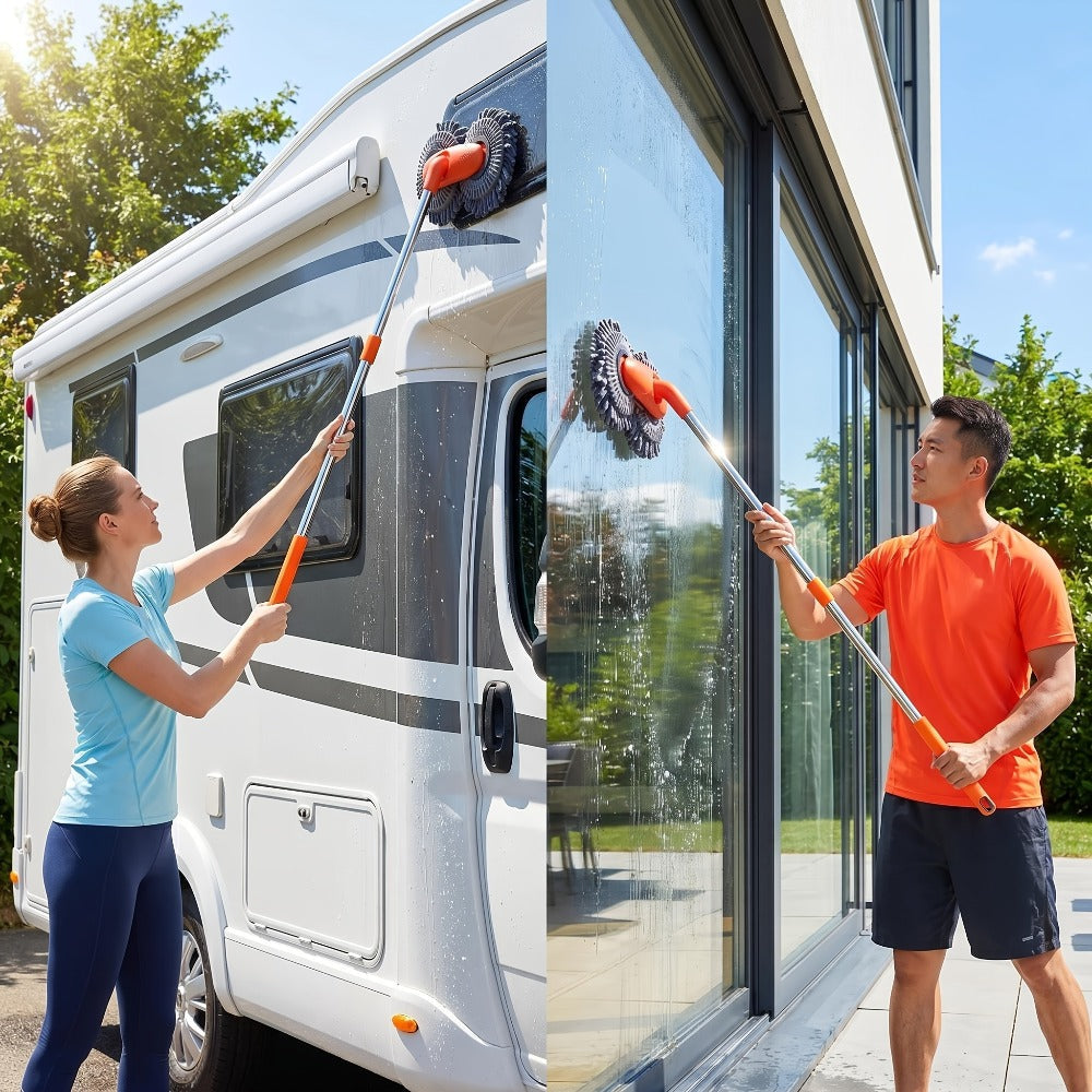 Car Wash Mop with Three-Stage Extension Handle, Rotating Microfiber Head and Replacement Head Option