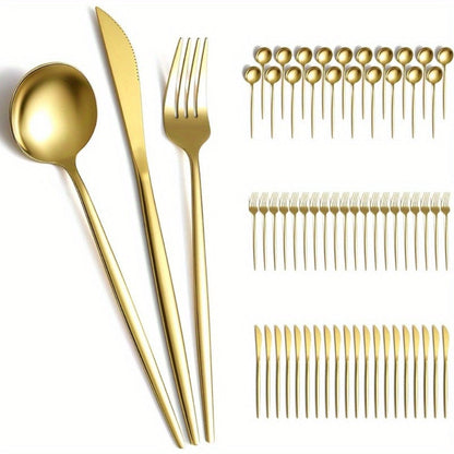 Gold Silverware Set 60 Pcs Service for 20 for Entryways, Bedrooms and Living Spaces, with the Listed Configuration