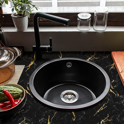 Black Marble Wallpaper Self-Adhesive Peel and Stick | Gold Vein Kitchen Backsplash Contact Paper | 23.62" x 196.85" Large Removable Wall