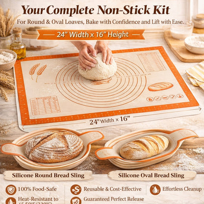 Sourdough Bread Proofing Basket Set 9 & 10 Inch – Banneton Bread Basket Kit with Danish Dough Whisk, Bread Lame, Dough Scrapers