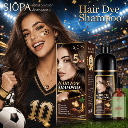 Glycerin Hair Color Shampoo Gift Set with Rosemary Oil, 5-in-1 Color & Care Formula 16.91oz, Gentle Non-Irritating Gray Coverage