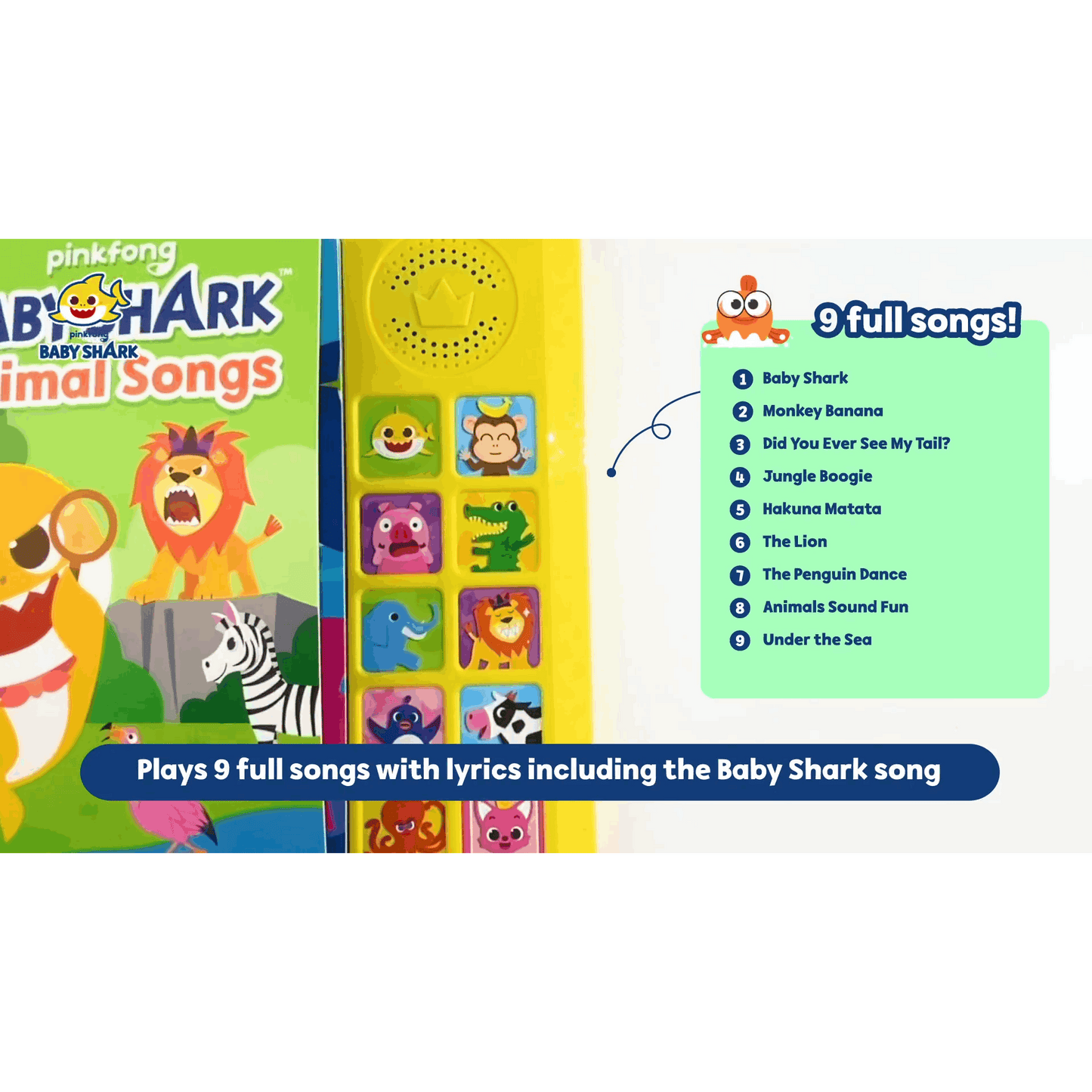 Baby Shark Sound Book for Toddlers, Pinkfong 10-Button Interactive Animal Songs Sing-Along Nursery Rhymes Learning Book Kids Ages 1-3
