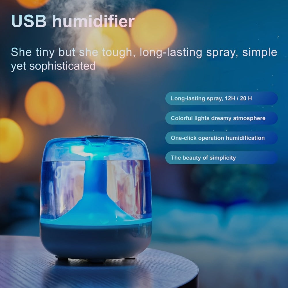 Cool Mist Humidifier with 7-Color Night Light & Transparent Tank, USB Quiet Humidifier 24H Runtime
