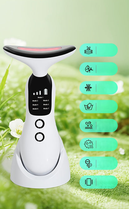 7-in-1 Neck Beauty Device with Base – Multi-Functional Skincare Tool, USB Rechargeable, Anti-Aging Neck Firming & Lifting