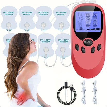 TENS EMS Dual Channel Stimulator Massager, 8 Electrodes for Back, Shoulder & Knee Pain, Recovery