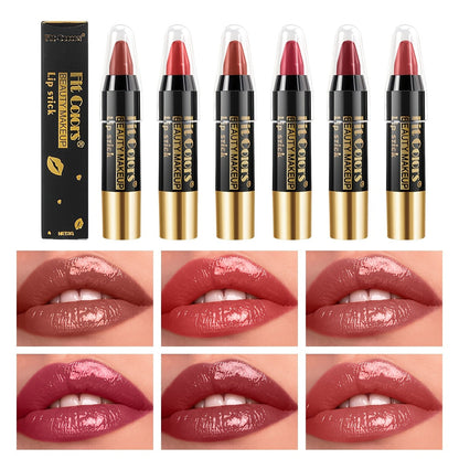 Squalane Crayon Lipstick Set 6 Pcs, Matte & Glossy Lip Pencil with Volumizing Formula, Easy Color Lip Liner for All Skin Types