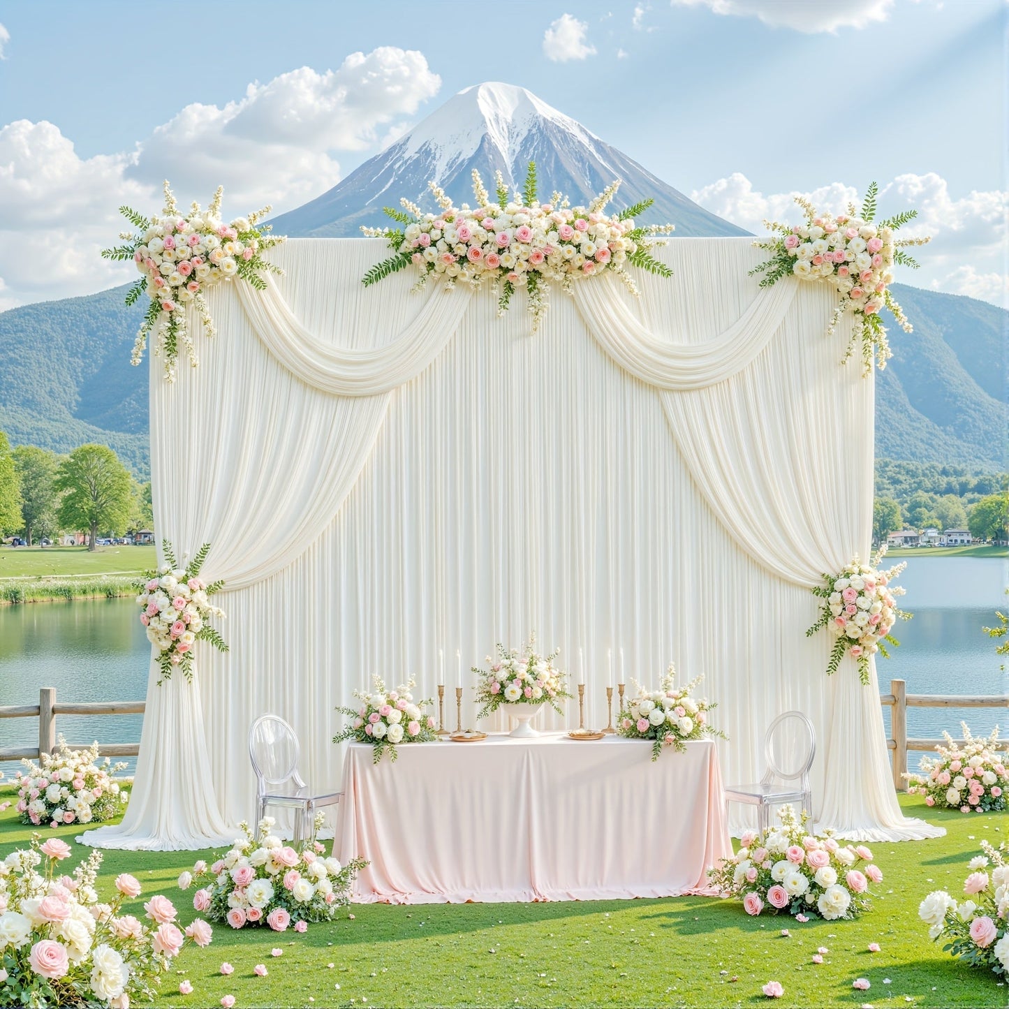 Photography Backdrop 4-Pack 5x10ft Polyester Spandex Background Cloth | Wrinkle-Resistant, Soft & Smooth with Pole Pockets | Wedding