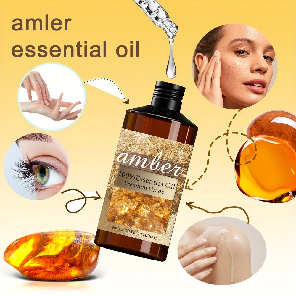 Essential Oil Amber Warm Rich Aroma in 100ml Bottle for Bath, Massage, Aromatherapy and Personal Care