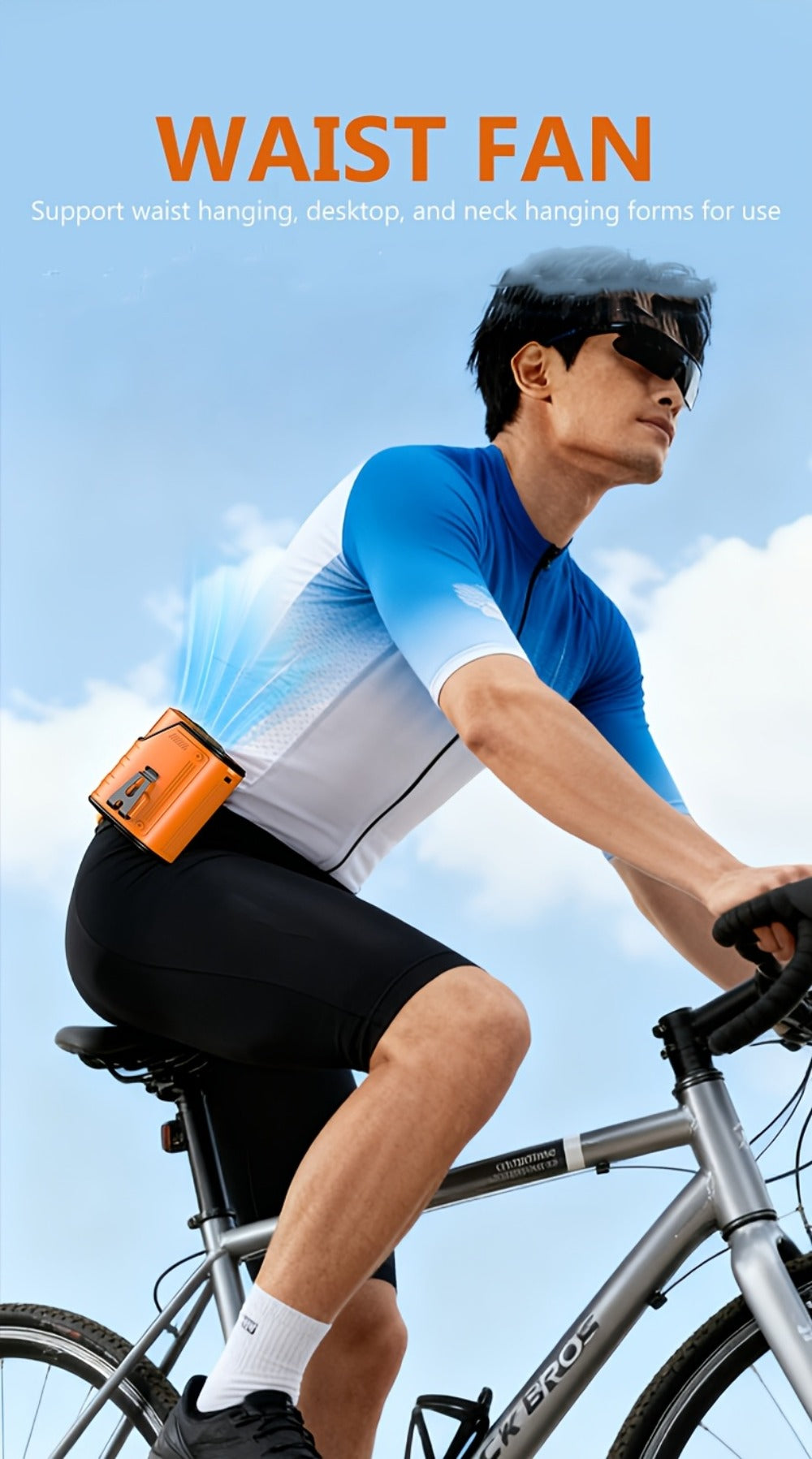 Portable Fan 3600mAh Three-in-One Waist Clip Model with Adjustable Speeds, LED Light and Digital Display