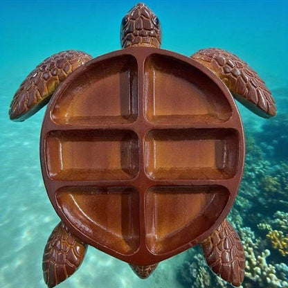 Turtle-Shaped Divided Serving Tray with Five Compartments for Snacks, Fruit, Cheese and Crackers