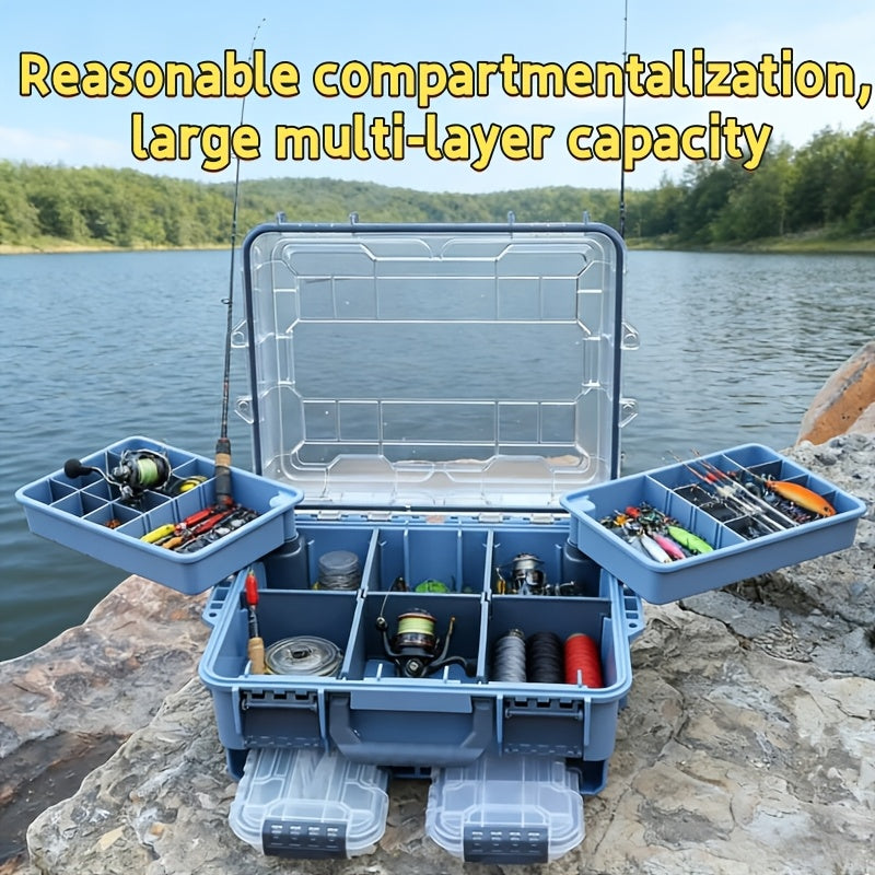 Fishing Tackle Box with Adjustable Dividers & Handle – Multi-Layer Large Capacity Portable Lure Storage Organizer for Hooks