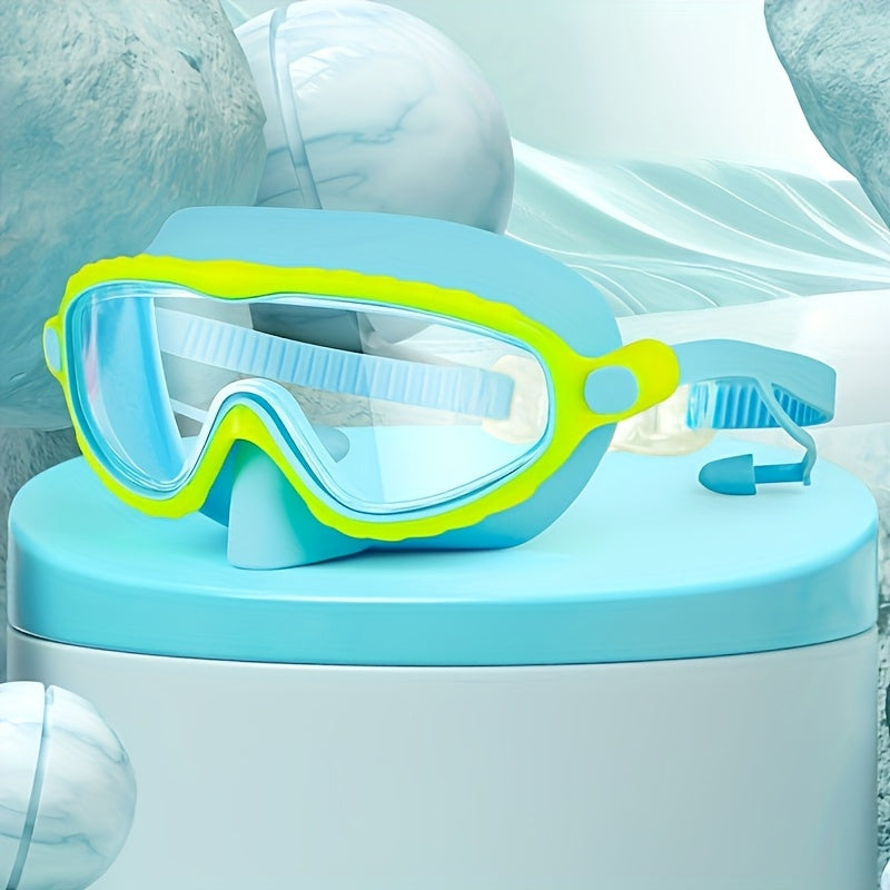 Oversized Swimming Goggles with Single-Lens Mask Frame, Adjustable Strap and Pink or Blue Color Options
