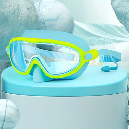 Oversized Swimming Goggles with Single-Lens Mask Frame, Adjustable Strap and Pink or Blue Color Options