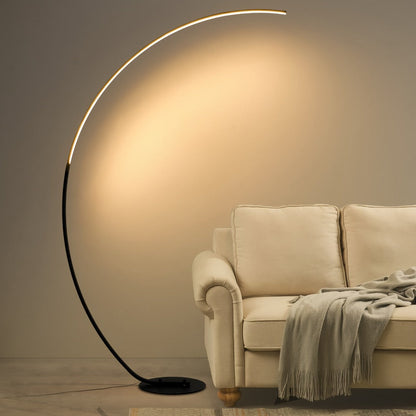 Arched Floor Lamp 65 Inch Modern LED Dimmable with Remote 3 Color Temperatures Curved Black for Entryways, Bedrooms and Living Spaces