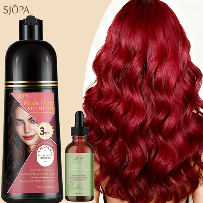 Hair Color Shampoo, SJOPA 3-in-1 Bottle-and-Dropper Set with 10 Rose, Brown, Purple and Black Color Options
