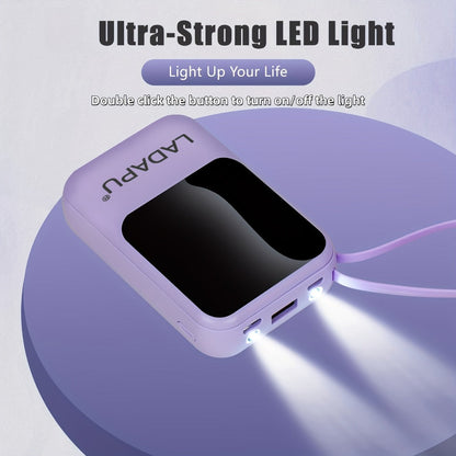 10000mAh Mini Power Bank 4 Built-In Cables Ultra-Bright LED Digital Display for an Everyday Personal Care Routine