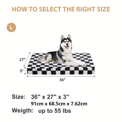 Orthopedic Dog Bed with Removable Washable Cover – Non-Slip Bottom, Black & White Plaid, Soft Memory Foam Dog Sofa Bed