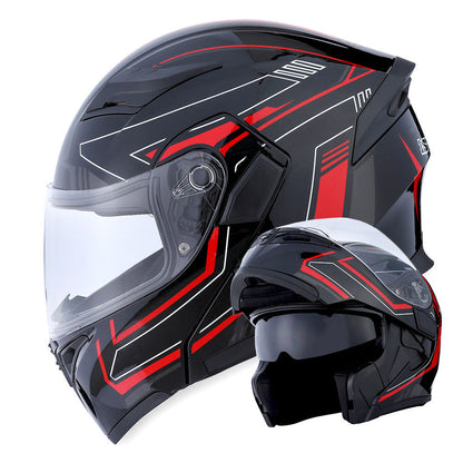 Motorcycle Helmet Modular Flip-Up Full-Face Shell with Dual Visors, S-XL Sizes and Arrow, Storm or Glossy Styles
