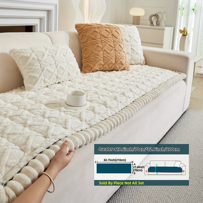 Sofa Cover Bohemian Quilted Shu Velveteen Panels with Ruffles and Design in Five Colors with Model-Specific Size and Color Options