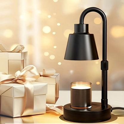Black Candle Warmer Lamp in One- or Two-Pack Options with Conical Shade, Adjustable Height and Timer Controller