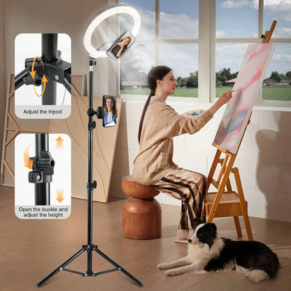 43-Inch Stand LED Ring Light with Phone Holder USB Powered Portable Circle Fill Light for Photography Video Recording Streaming Makeup