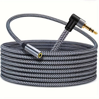 Nylon Braided 3.5mm Male to Female Audio Extension Cable Right-Angle Connectors Lossless Sound for an Everyday Personal Care Routine