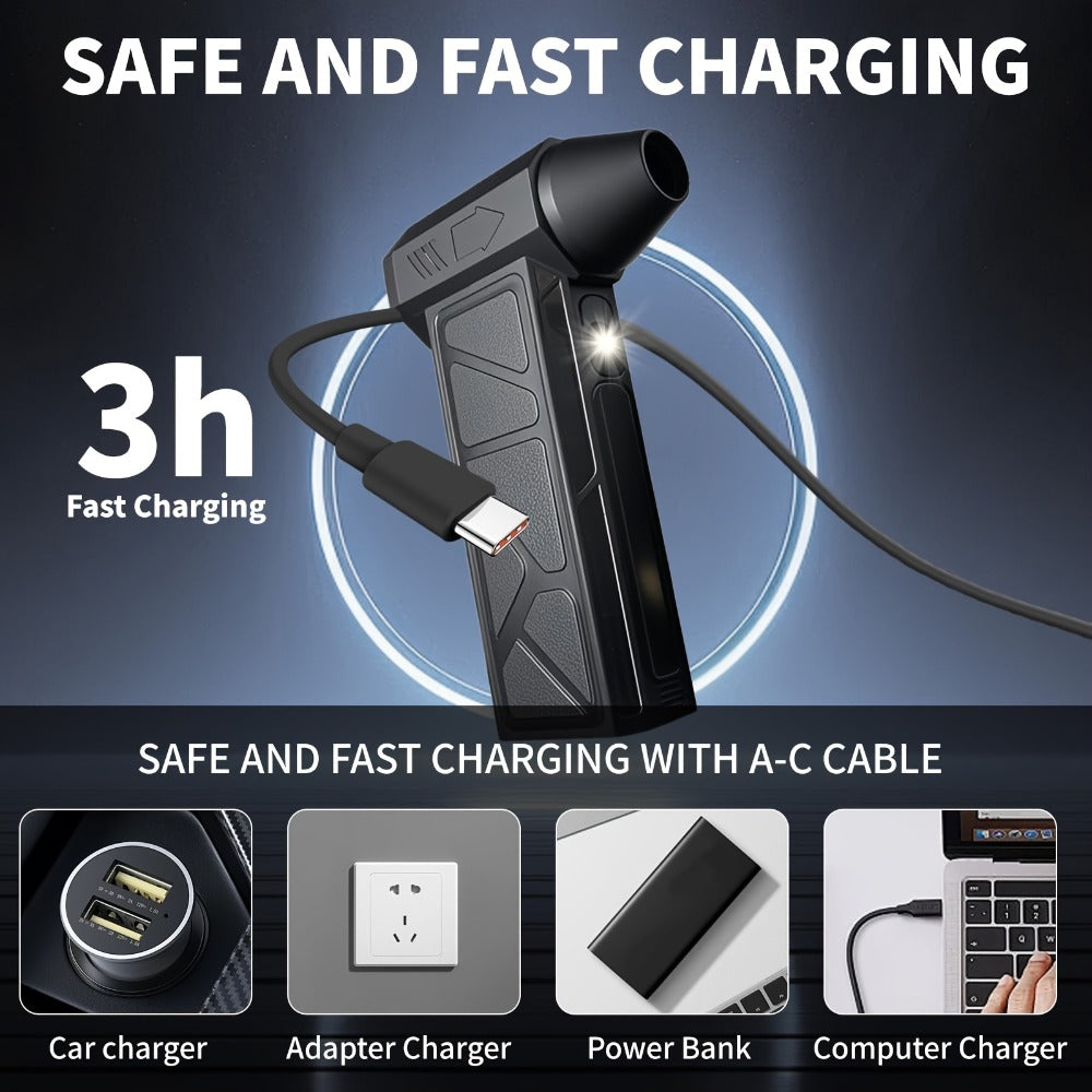 Handheld Electric Air Blower & Dust Collector with Digital Display - Wireless High-Speed Turbine Fan
