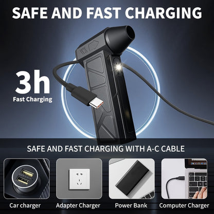 Handheld Electric Air Blower & Dust Collector with Digital Display - Wireless High-Speed Turbine Fan