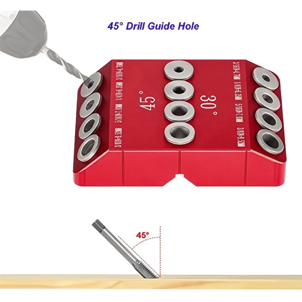 Multi-Angle Drill Guide Jig 30 45 90 Degree All-Metal for Cable Railing Lag Screw Installation Deck Stair Handrail Post Hole Drilling