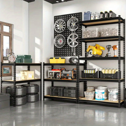 Metal Shelving Unit 72 Inch, Adjustable Steel Storage Rack for Garage, Warehouse, Home & Office, Industrial Style Utility Shelf