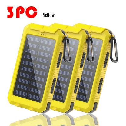 Solar Power Bank, 12800mAh Dual-USB 5V Charger with LED Flashlight and Single-Color or Three-Piece Set Options