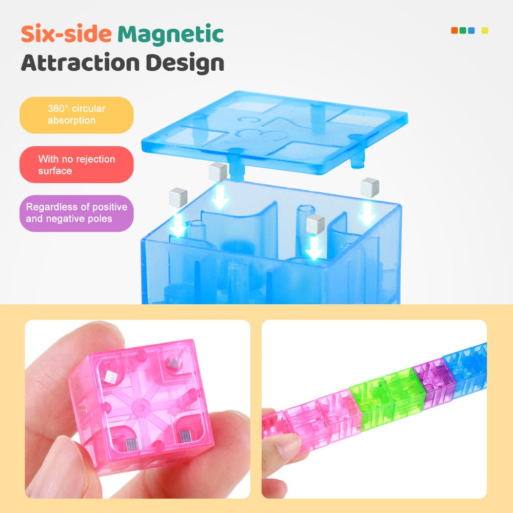 Magnetic Building Blocks 100pcs Colorful Transparent Cube Construction Set, Creative STEM Physics Learning Toy for Boys & Girls