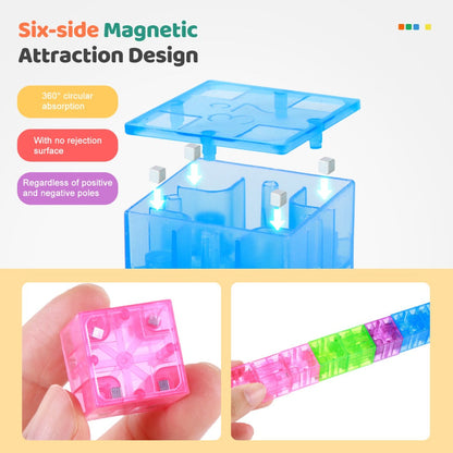Magnetic Building Blocks 100pcs Colorful Transparent Cube Construction Set, Creative STEM Physics Learning Toy for Boys & Girls