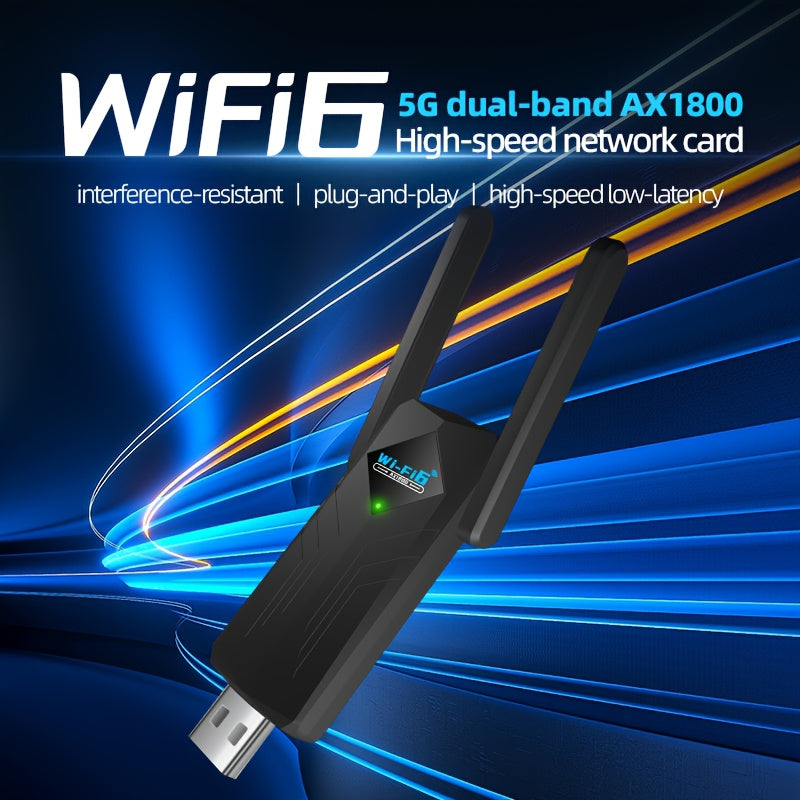 1800Mbps USB WiFi Adapter for PC Desktop Laptop with Dual 5dBi Antennas, 5GHz & 2.4GHz Dual Band Wireless Network Adapter