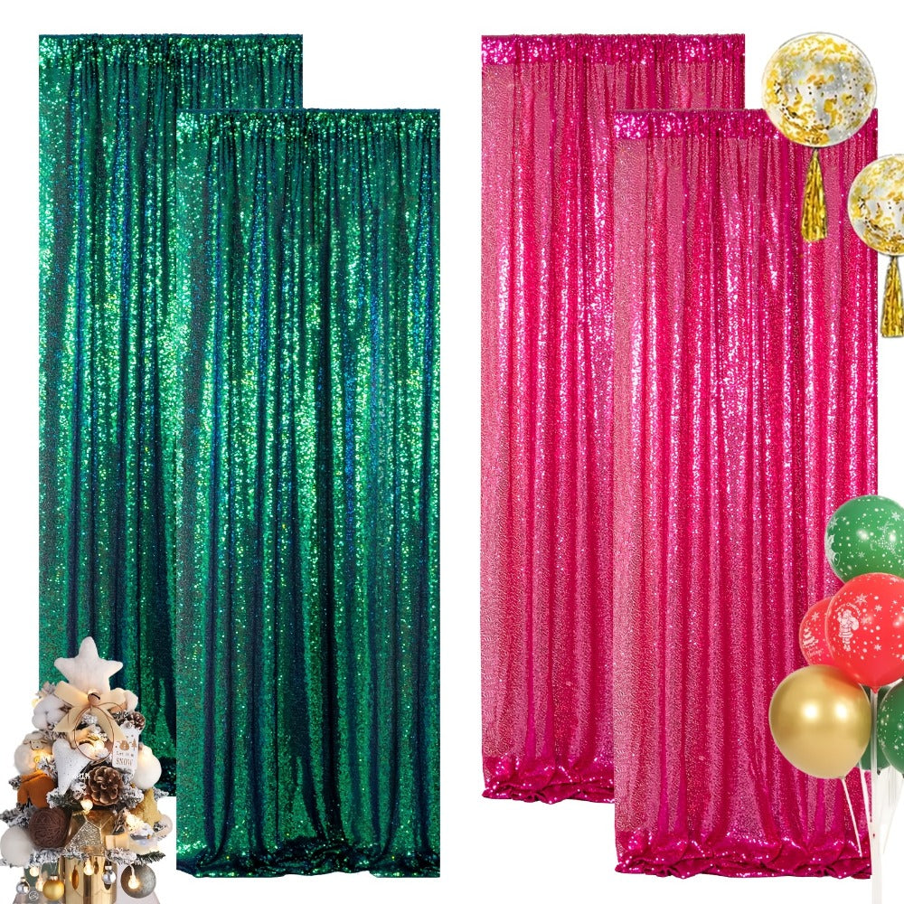 Sequin Backdrop Curtain for Party Wedding – 4x8ft Shimmering Glitter Curtain for Birthday Photo Booth Stage Decoration, Easy Hang
