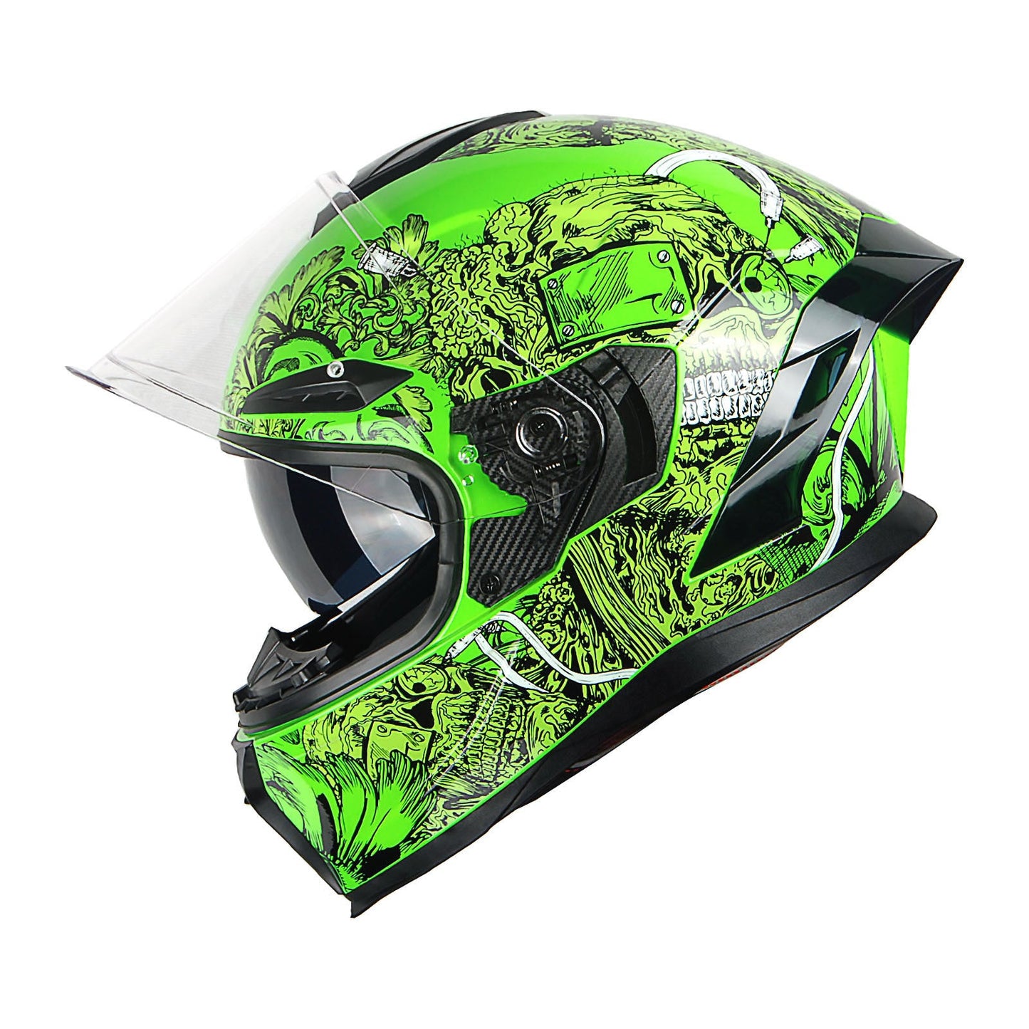 Motorcycle Helmet Full-Face Dual-Visor Shell with Clear Outer Shield, Smoked Inner Visor, Nine Colors and S-XL Sizes