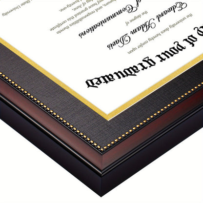Diploma Frame 11x22 with Tassel Holder for 8.5x11 Certificate and 5x7 Photo, Mahogany Frame with Gold Beads