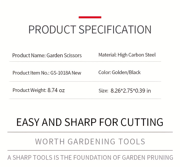Bypass Pruning Shears with Curved Blade, Return Spring and Gold or Black Coated Handle Options