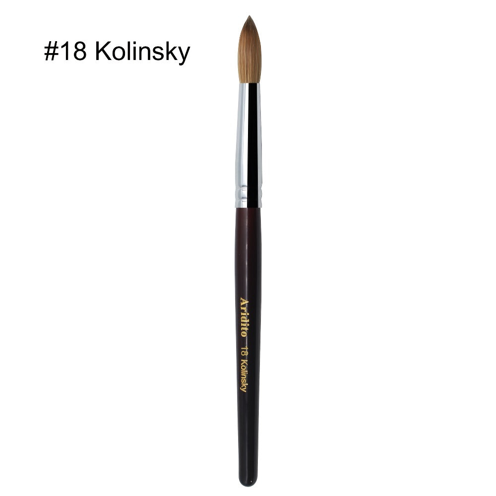 Kolinsky Acrylic Nail Brush Round Head Red Wine Wooden Handle – Professional Brush for Acrylic Extension Nail Art Sculpting & Manicure