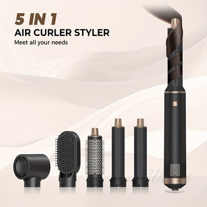 Hot Air Brush 5-in-1 Hair Dryer Brush with Round Barrel, Blow Dry, Curl, Straighten & Add Volume