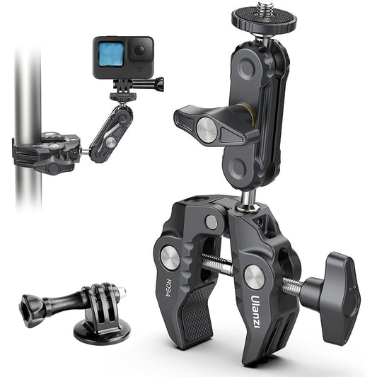 ULANZI Super Clamp 360° Ballhead Magic Arm Double Ball Head Camera Mount with 1/4"-20 & 3/8"-16 Thread for Canon Nikon DSLR