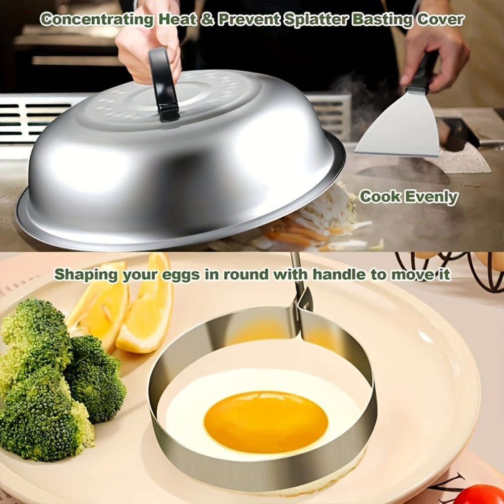 BBQ Grill Tool Set 8/17pcs, Teppanyaki Meat Press & Barbecue Accessories for Outdoor Camping, Kitchen & Parties