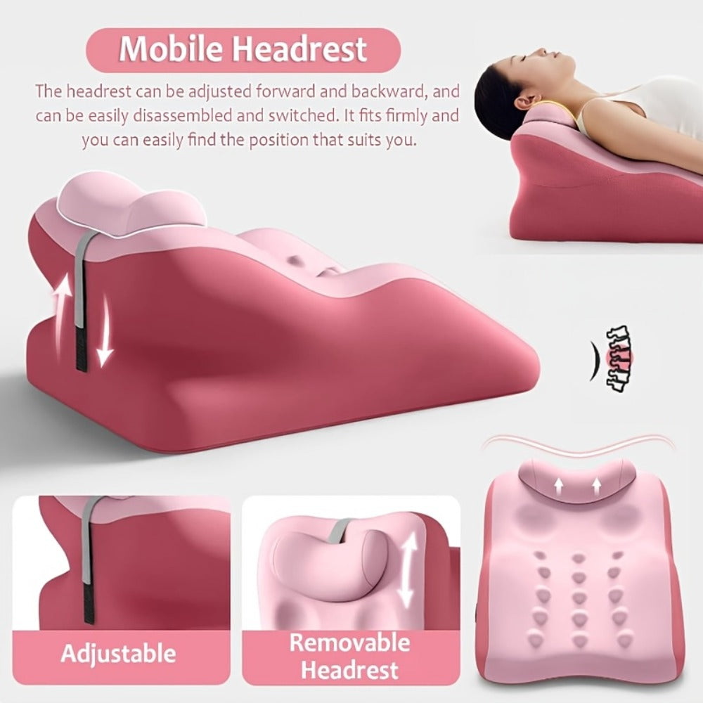 Bed Pillow Contoured Memory Foam Reading Cushion with Removable Washable Cover in Seven Colors