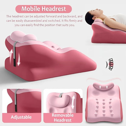 Bed Pillow Contoured Memory Foam Reading Cushion with Removable Washable Cover in Seven Colors