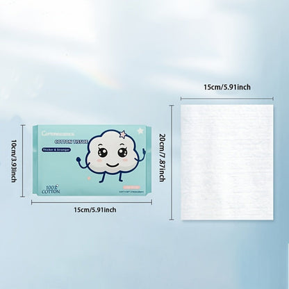 100% Cotton Disposable Face Towels Draw-Style Box 200 400 600 Count, for an Everyday Personal Care Routine