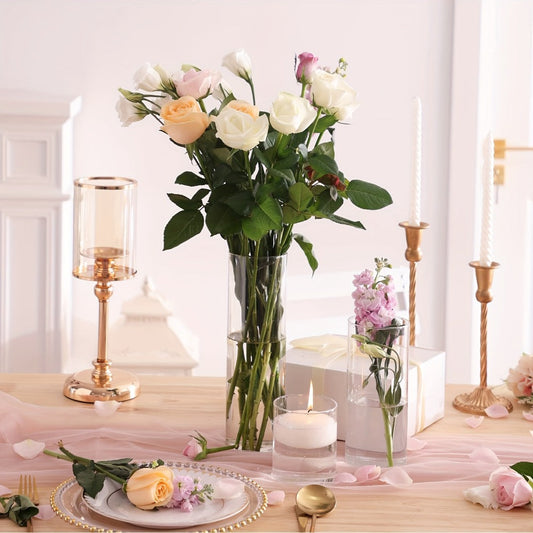 Clear Cylinder Glass Vases Set Wedding Centerpieces Home Decor for Entryways, Bedrooms and Living Spaces